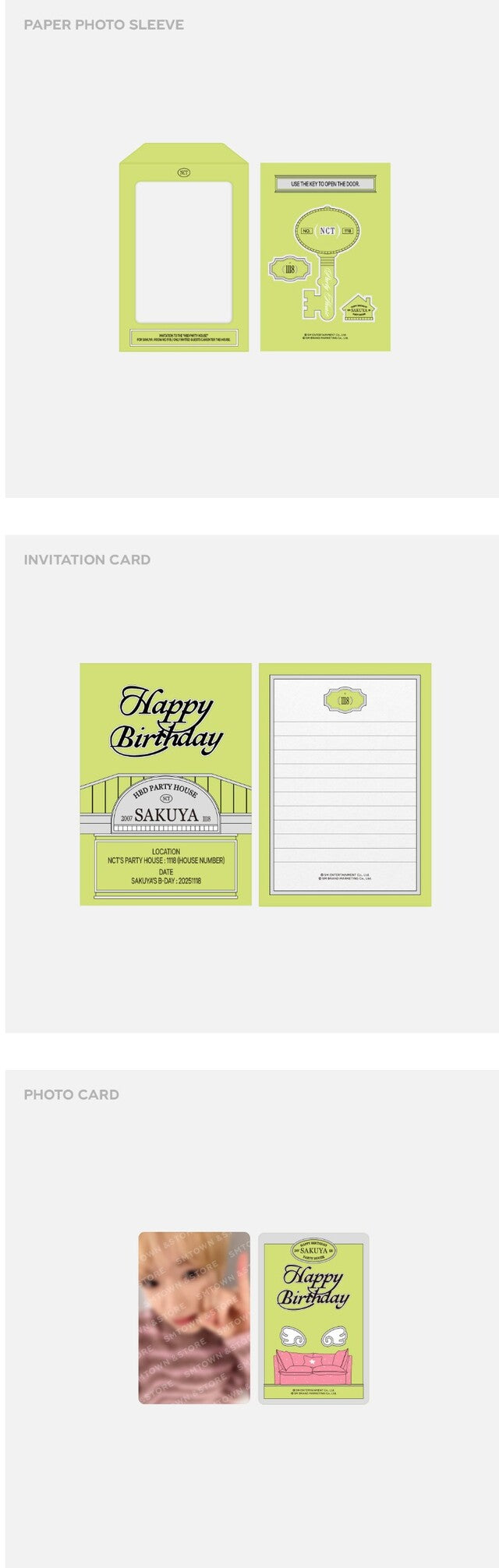 nct wish - sakuya artist birthday party card