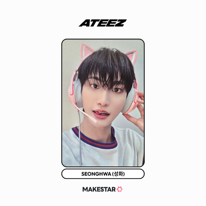 [makestar] ateez - [golden hour : part. 3 us/mexico lucky draw pink cat ver.] photocard