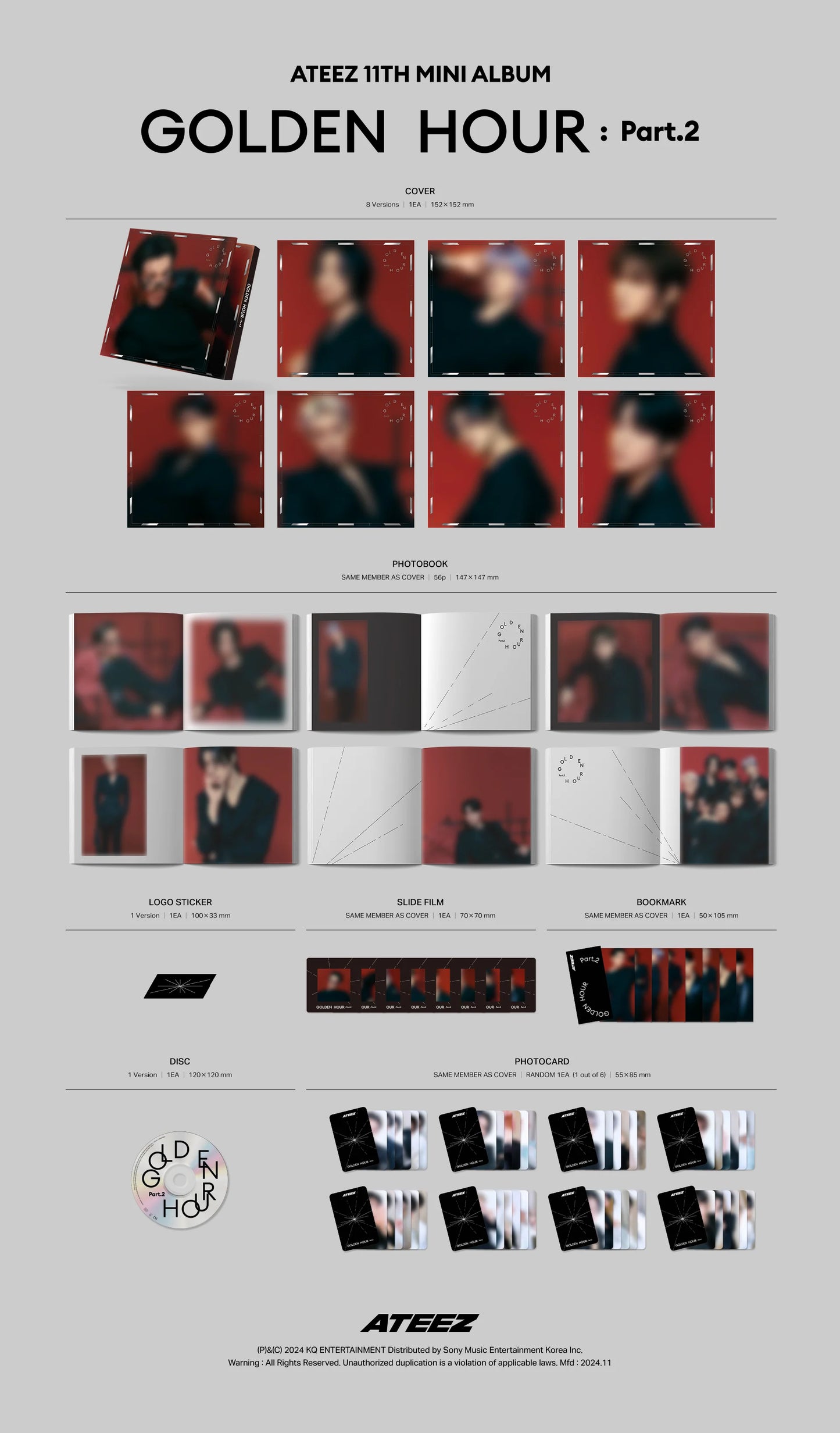 ateez - 11th mini album [golden hour : part. 2] digipack ver.