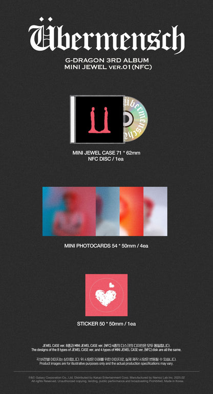 g-dragon - 3rd album [übermensch] mini jewel ver. (nfc)