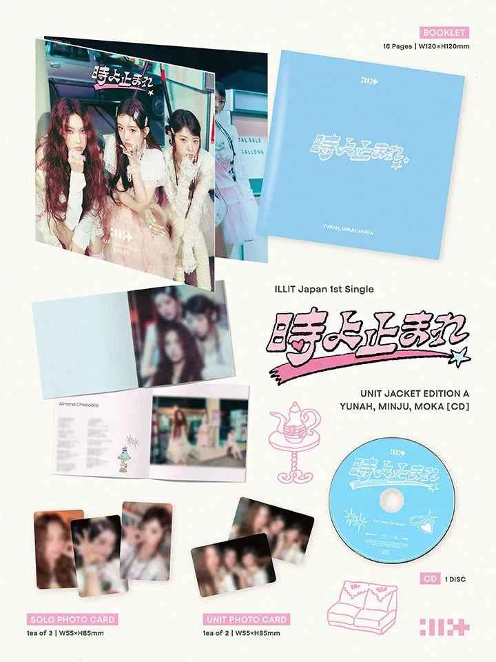 illit - japan 1st single album [toki yo tomare] unit a ver. (yunah, minju, moka)