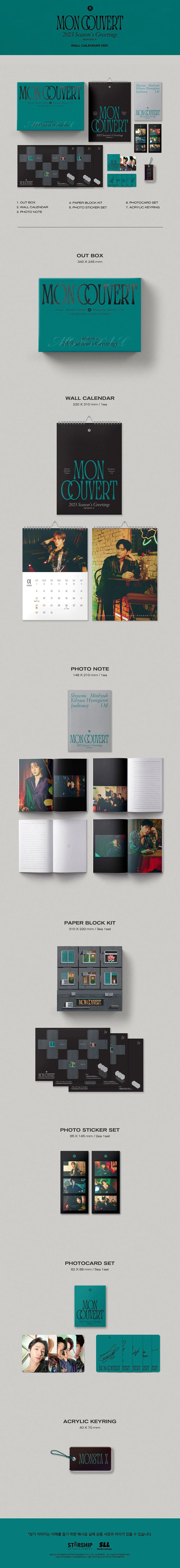 monsta x - 2023 season's greetings : mon couvert (wall calendar ver.)