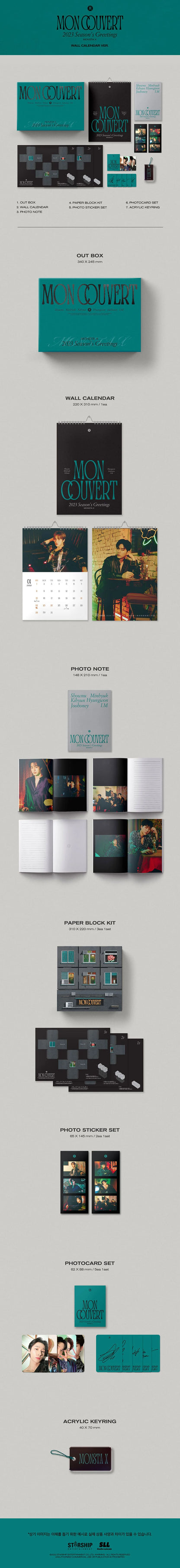 monsta x - 2023 season's greetings : mon couvert (wall calendar ver.)