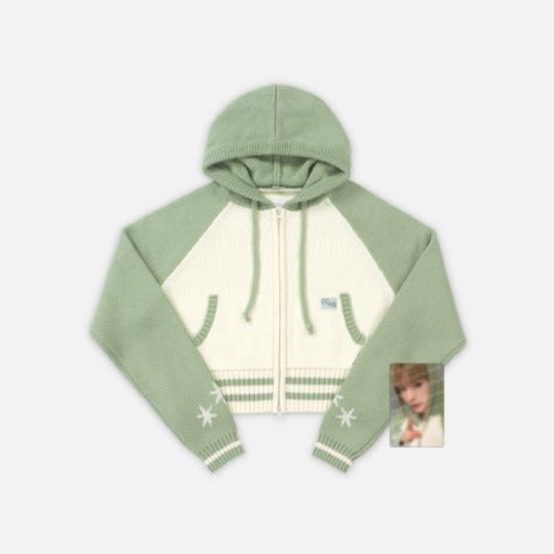 nct wish - [into the wish : our wish] knit zip-up hoodie (cropped) set