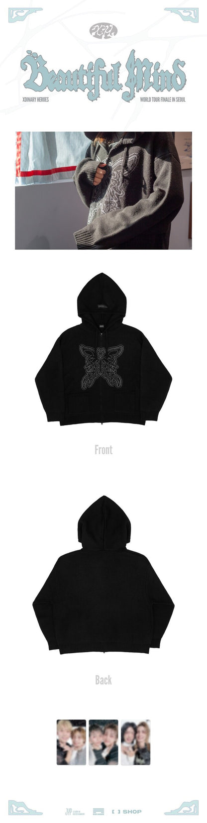 xdinary heroes - [beautiful mind finale] knit zip-up hoodie