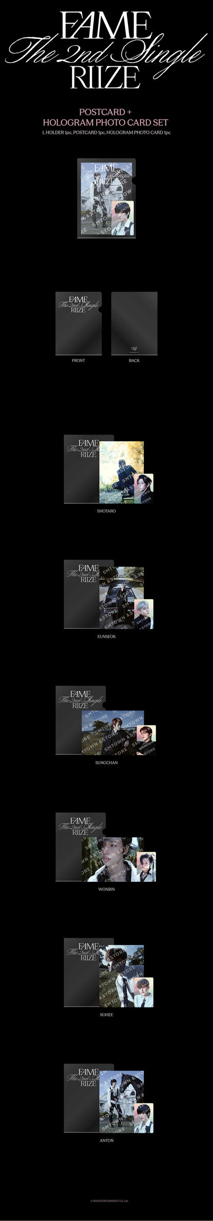 riize - [silence: inside the fame] postcard & holographic photocard set