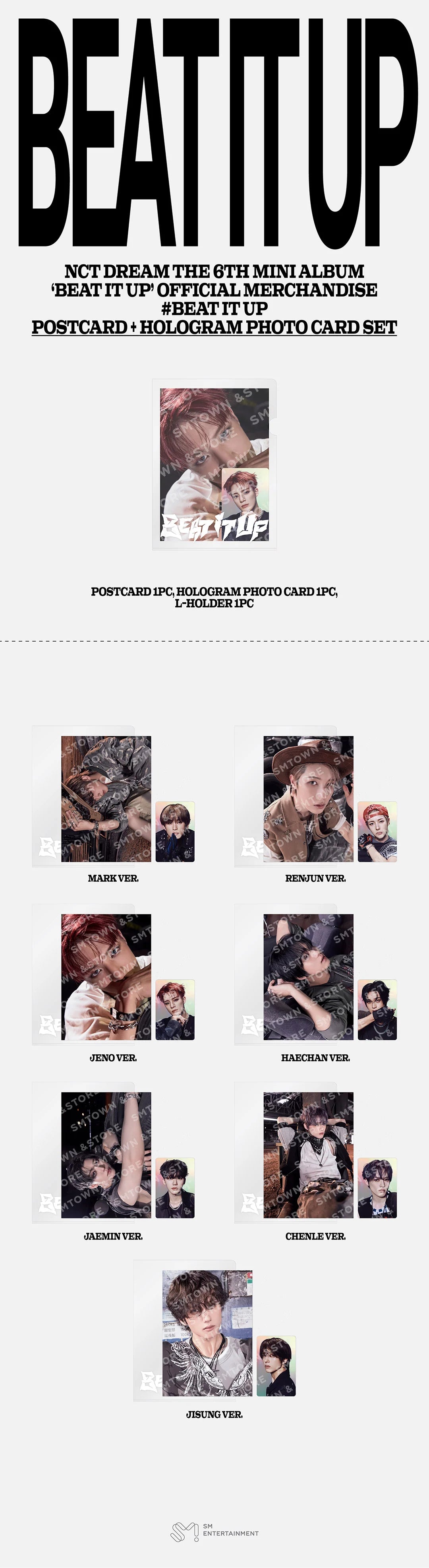 nct dream - [beat it up] postcard & hologram photocard set