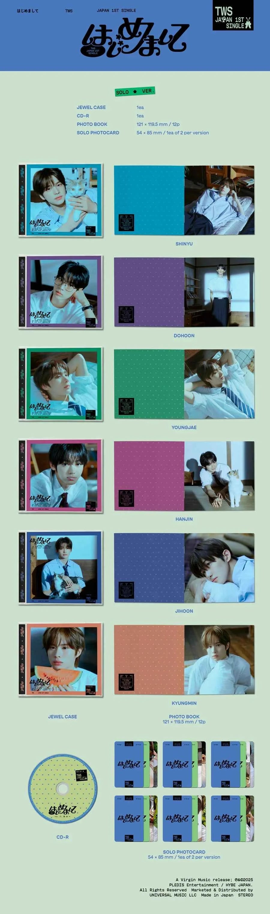 tws - japan 1st single album [はじめまして] solo jacket jihoon ver.