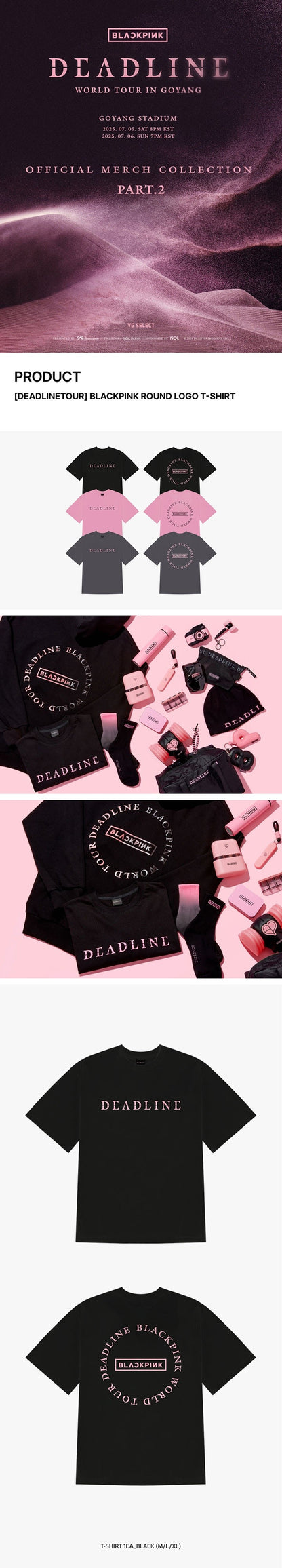 blackpink - [deadline tour] round logo t-shirt
