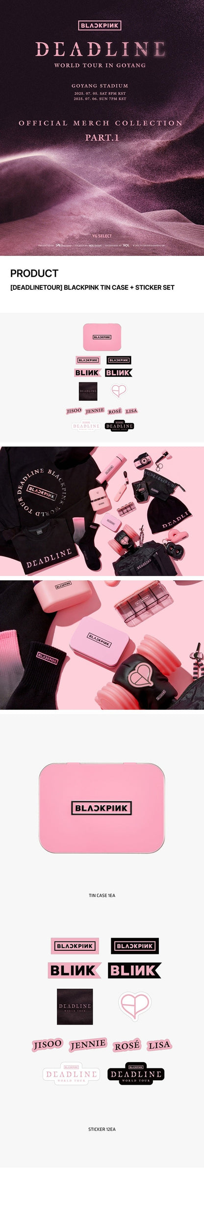 blackpink - [deadline tour] tin case + sticker set